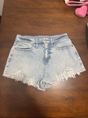 wild fable Light Blue Denim Shorts with White Lace Trim